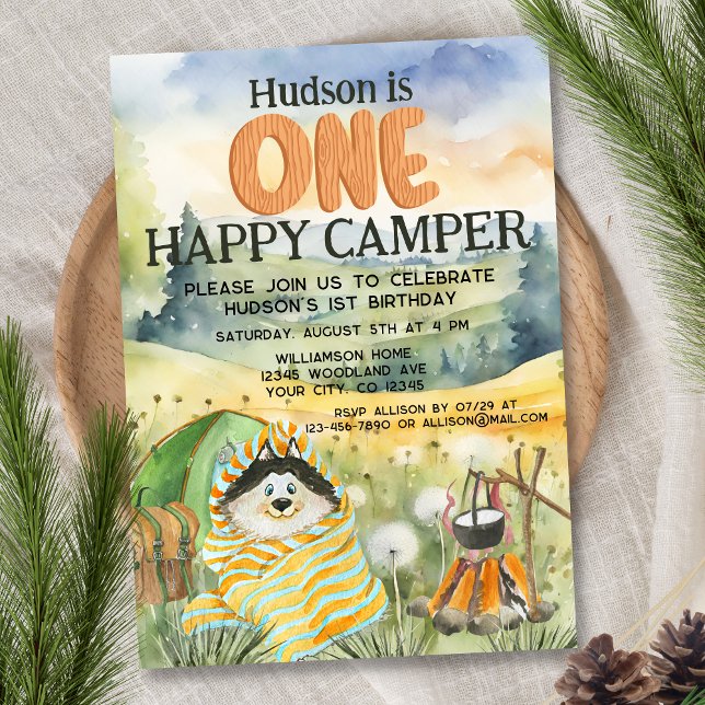Invitación Un chico feliz de camper primer puerperio (Subido por el creador)