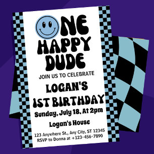 Invitación Un chico feliz primer cumpleaños
