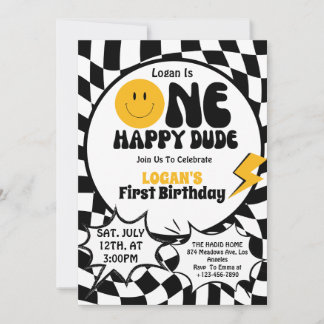 Invitación Un chico feliz primer Fiesta de cumpleaños