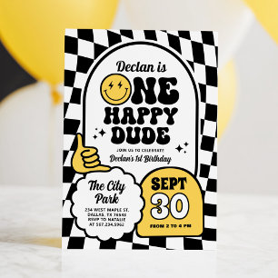 Invitación Un Chico Feliz Verificador Sonrisa Chico Cumpleaño