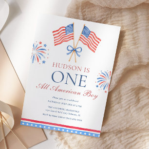 Invitación Un chico totalmente americano cumpleaños 4 de juli