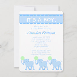 Invitación Un circo azul Baby Shower es un chico adorable