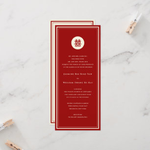 Invitación Un círculo rojo doble felicidad Boda chino moderno