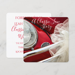 Invitación Un clásico boda de historias de amor de auto