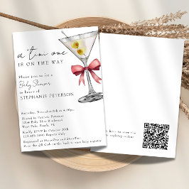 Invitación Un código QR Tini simple, Baby Shower Martini rosa