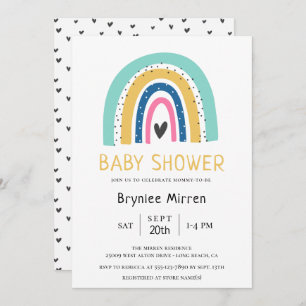 Invitación Un colorido arcoiris ilustrado en Baby Shower