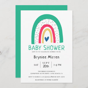 Invitación Un colorido arcoiris ilustrado en Baby Shower