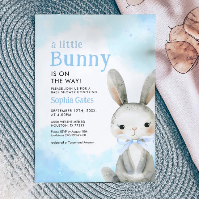 Invitación Un conejito está en el camino de Boy Baby Shower (Subido por el creador)