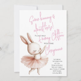 Invitación Un Conejo Casi Está Aquí Ballerina Baby Shower