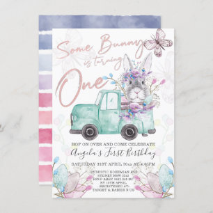 Invitación Un conejo cumple un cumpleaños de primavera