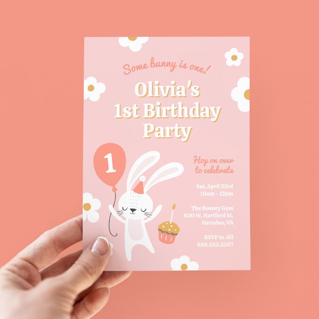 Invitación Un conejo es un Fiesta retro lindo (Subido por el creador)