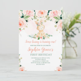 Invitación Un conejo es un Rosa floral rosado
