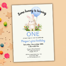 Invitación Un conejo es un simple chico lindo primer cumpleañ