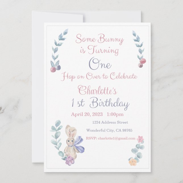 Invitación Un conejo es una invitación, un Fiesta, uno (Anverso)