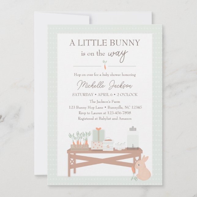 Invitación Un conejo está en la forma en que Baby Shower invi (Anverso)