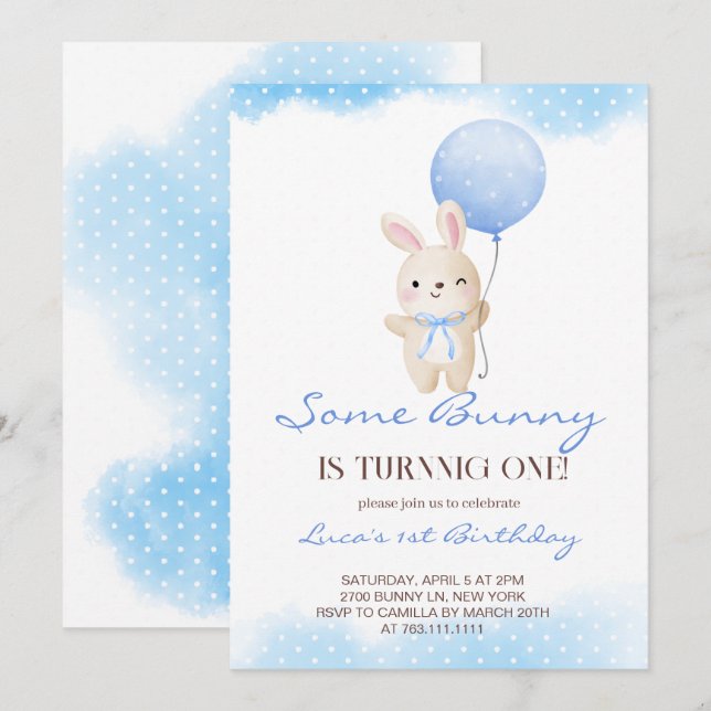 Invitación Un conejo se está convirtiendo en un cumpleaños de (Anverso / Reverso)