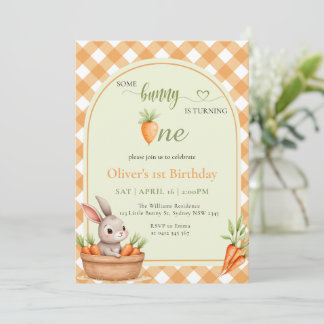 Invitación Un conejo se está volviendo un primer cumpleaños