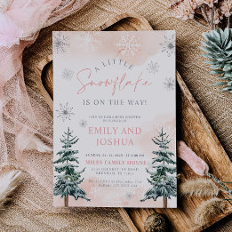 Invitación Un Copo de Nieve Rosa Fiesta de Bebé de Invierno