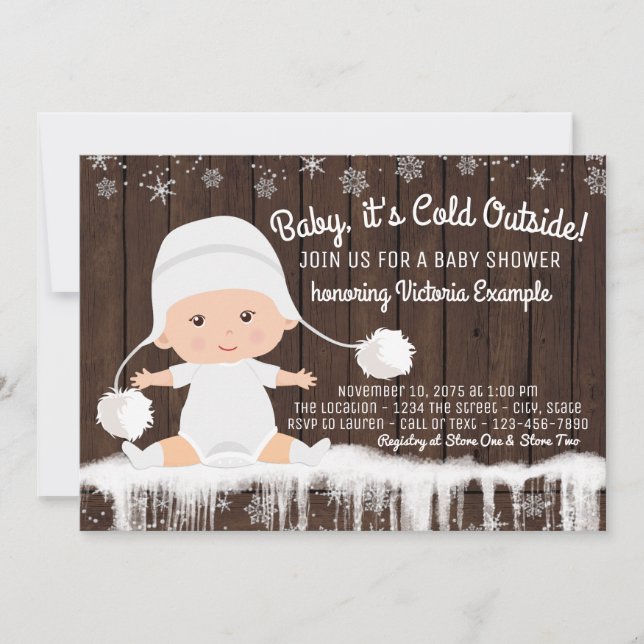 Invitación Un copo de nieve ruso bebe su frío fuera de Baby S (Anverso)