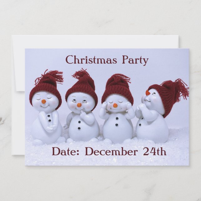Invitación Un cuarteto de muñecos de nieve (Anverso)