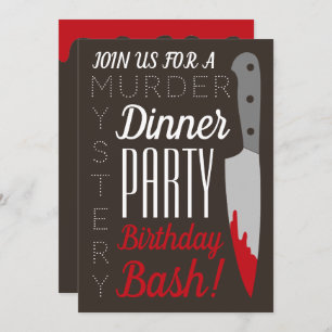 Invitación Un cuchillo sangriento, una fiesta de cumpleaños m