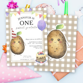 Invitación Un Cumpleaños De Batata Dulce Neutral De Un Año