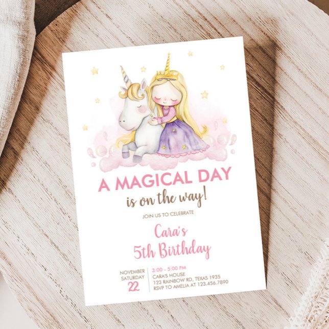 Invitación Un cumpleaños de unicornio de día mágico  (Unicorn Baby Shower Invitation)