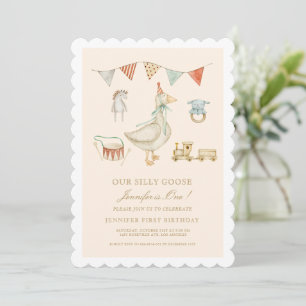Invitación Un Cumpleaños Escalonado de Un Ganso Tonto