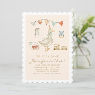 Invitación Un Cumpleaños Escalonado de Un Ganso Tonto