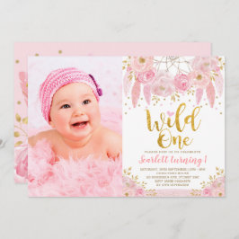 Invitación Un cumpleaños salvaje de Dreamcatcher Pink Boho Tr