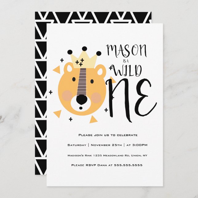 Invitación Un cumpleaños salvaje y audaz Safari moderno (Anverso / Reverso)