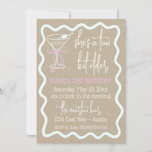 Invitación Un Cumpleaños Un Poco Más Viejo Martini Cumpleaños (Anverso)