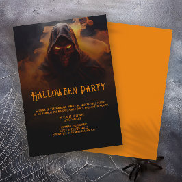 Invitación Un demonio oscuro con humo naranja Halloween