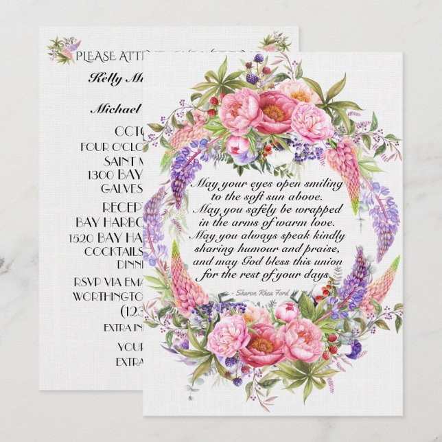Invitación Un Día Agradable Para Un Boda (Anverso / Reverso)