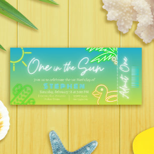 Invitación Un día en el sol - boleto de cumpleaños de niño