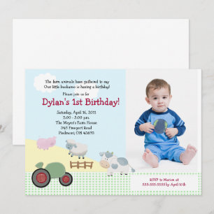 Invitación Un día en la granja *FOTO* Cumpleaños las 5x7