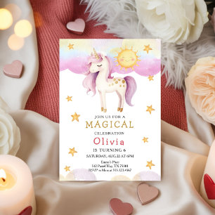 Invitación un día mágico Cumpleaños Arcoíris Unicornio Pastel