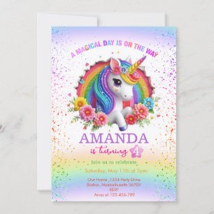 Invitación Un día mágico está en camino al cumpleaños chica