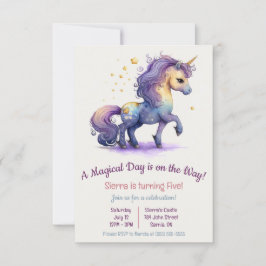 Invitación ¡Un día mágico está en camino! Cumpleaños de Unico