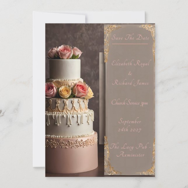 Invitación Un día para recordar al Boda de pasteles Bodas (Anverso)