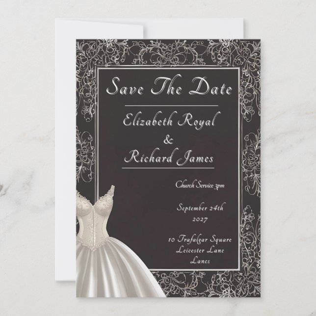 Invitación Un día para recordar el vestido Boda (Anverso)