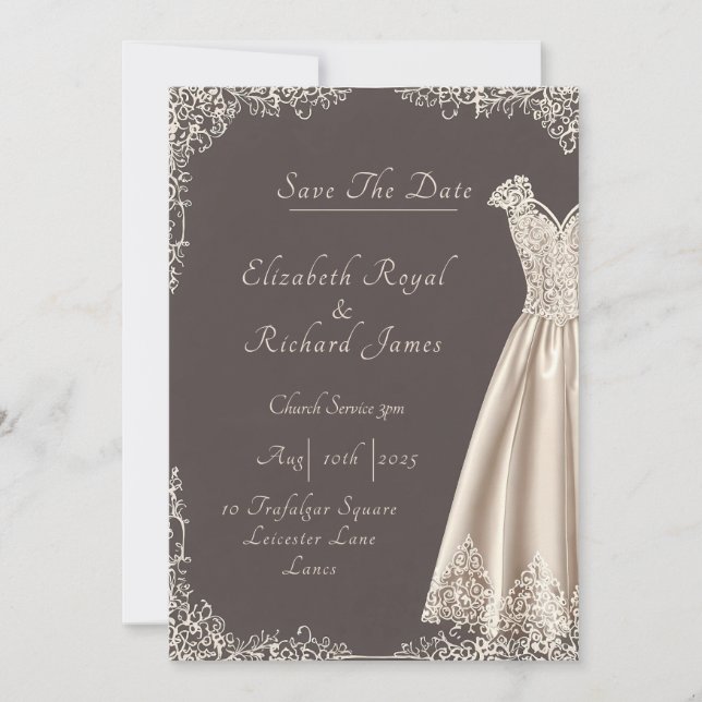Invitación Un día para recordar el vestido Boda (Anverso)
