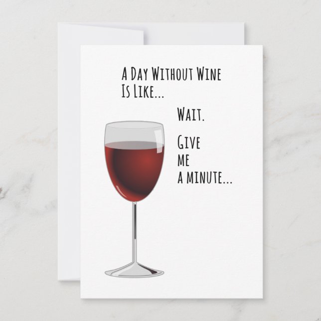 Invitación Un día sin una carta divertida de vinos (Anverso)