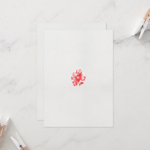 Invitación un dibujo de una flor roja sobre un fondo blanco
