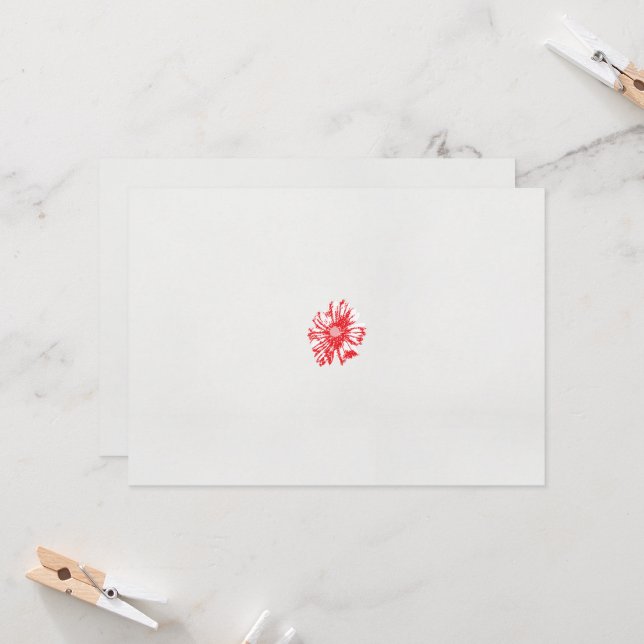 Invitación un dibujo de una flor roja sobre un fondo blanco (Anverso/Reverso In Situ)