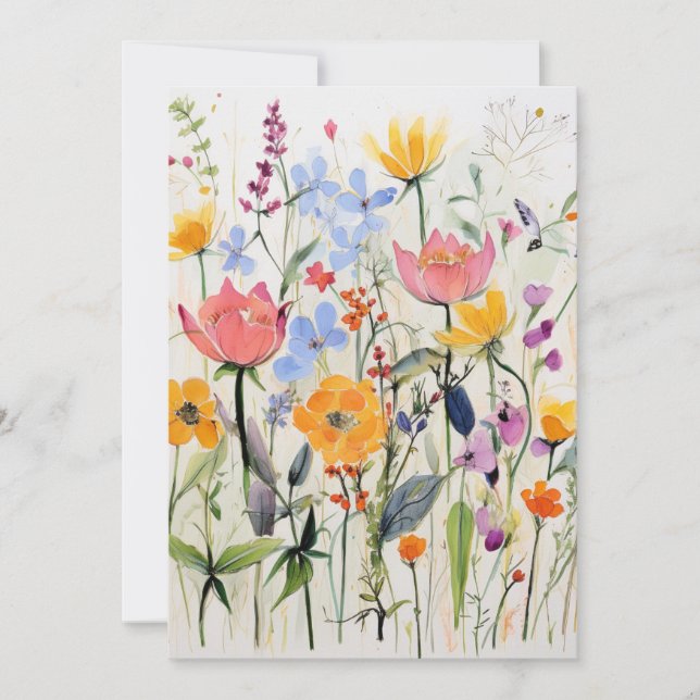 Invitación Un diseño floral caprichoso, flores silvestres  (Anverso)