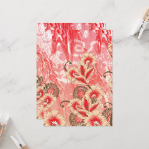 Invitación Un diseño textil rojo y melocotón vibrante con un 