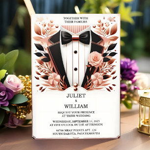 Invitación Un disfraz hombres adultos Tuxedo audaz Boda de za