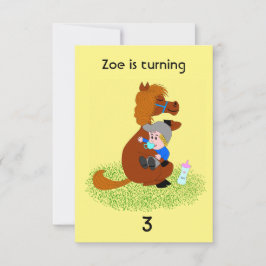 Invitación Un divertido y lindo pony con un bebé - cumpleaños