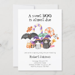 Invitación Un dulce Baby Shower con temas de Halloween